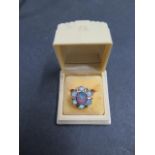 A 9ct yellow gold Australian lightening ridge opal ring in original Australian casecraft Art Deco