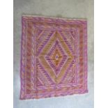 A hand knotted woollen Gazak rug, 123cm x 112cm