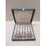 A set of Norwegian, twist handled coffee spoons. 830 silver. Set of six, boxed, Bergen, Norway.