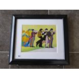 A 1999 copyright Subafilms A Yellow Submarine Beatles line up of four artwork print, 61cm x 68cm, in