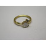 A gilt rough diamond ring, size O, diamond approx 5mm x 5mm