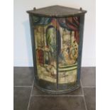 A Georgian corner cupboard decorated with the scene of John the Baptist beheaded, 92cm tall x 59cm