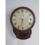 A 19th century drop dial wall clock with a 12" painted convex dial, signed Wm HICK LEEDS, with a