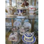 A collection of assorted 19th century tea and table ware including a Grainger Worcester tureen,