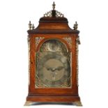 A George III mahogany bracket clock by James Muckarsie of Holborn, the eight day brass repeating