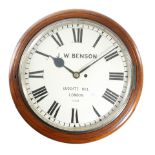 A Victorian pine dial wall clock by J. W. Benson of London, the eight day single fusee brass