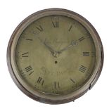 An early 19th century mahogany dial wall clock by John Wakeford of Eastbourne, the eight day brass