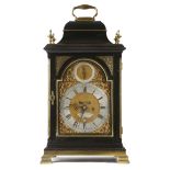 A George III ebonised bracket clock by Stephen Rimbault of London, the eight day brass repeating