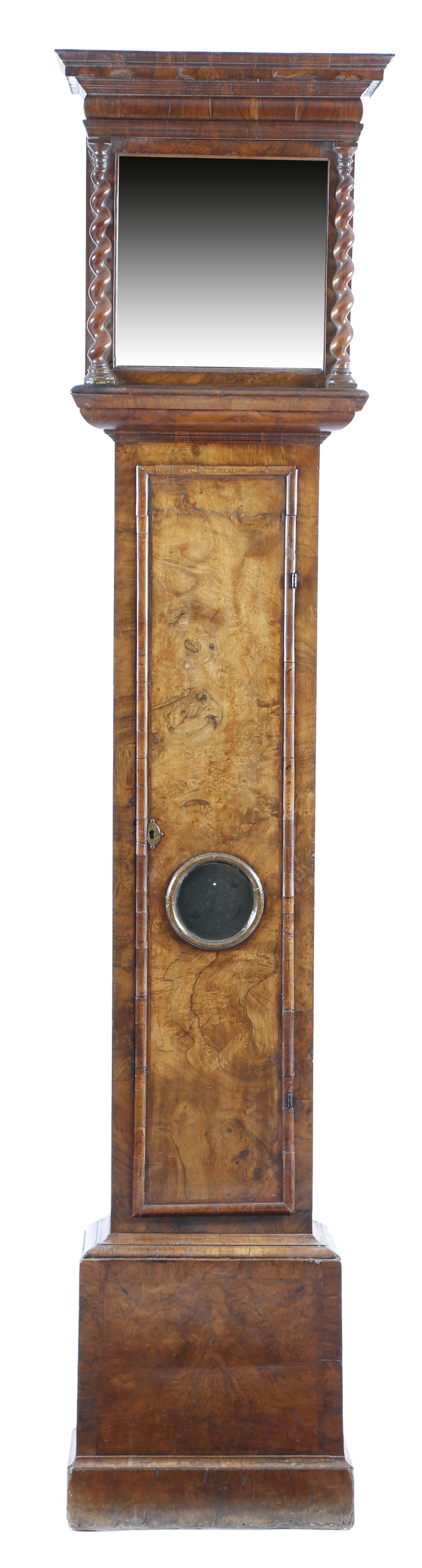 A walnut longcase clock case, late 17th / early 18th century, 211.9cm high,