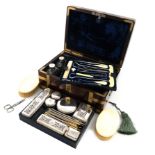 λA William IV silver-mounted gentleman's travelling dressing table set, by Archibald Douglas, London