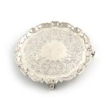 A George II silver waiter, by Dennis Langton, London 1736, circular form, moulded border, the centre