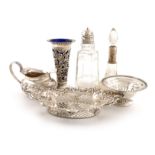 A mixed lot of silver items, various dates and makers, comprising: a late-Victorian cream jug, by