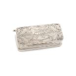 A late 19th century Portuguese silver snuff box, maker's mark JG, Oporto circa 1890, rectangular