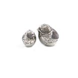 Two Edwardian novelty silver chick pin cushions, by S. Mordan and Co, Chester 1907 and 1911,