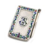 An Edwardian silver and enamel aide memoire, by John Banks, London 1901, rectangular form, the cover