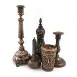 A mixed lot, comprising silver items: a Russian provincial Sabbath candlestick, by J. Ehrlich,