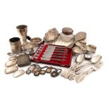 A mixed lot of silver items, various dates and makers, comprising: a set of four Victorian shell