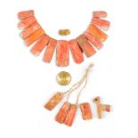 λSeventeen coral necklace elements Central and South America with pierced tops for attachment, the