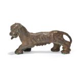 A Roman bronze model of a female panther circa 3rd - 4th century AD standing with her tail wrapped