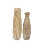 Two Egyptian alabaster alabastron Late Period, circa 664 - 332 BC one with a rounded base and a
