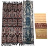 Three Sumba textiles Indonesia one Sumba Ikat with stylised birds and trees, 275cm x 113cm and