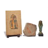 An Egyptian mummy cartonnage fragment Late Period, circa 664 - 332 BC decorated a mummy and