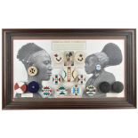 Fourteen Zulu earplugs South Africa including three pairs; plain, pierced and with geometric vinyl