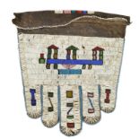 A Ndebele beaded apron jocolo South Africa leather with coloured glass beads, tapering with