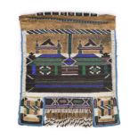 A Ndebele beaded apron mapoto South Africa leather with coloured glass beads, rectangular with