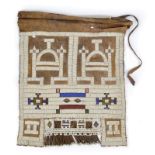 A Ndebele beaded apron mapoto South Africa leather with coloured glass beads, rectangular with