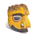 An Indian large head fragment the mouth with fangs and teeth, with painted decoration, previously