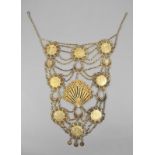 An Egyptian filigree necklace gilt metal with eight medallions with a double eagle head armorial and