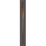 A Cook Islands spear / club Polynesia palmwood, the faceted blade with a strengthened tip and a