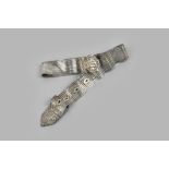 An Ottoman mesh belt Turkey silver coloured metal, with a chased and pierced buckle with a