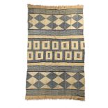 A Mende strip weave Blanket Sierra Leone comprised of nine strips and decorated with lozenges and