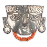 λA Tiwanaku mask Bolivia, probably circa 100 - 900 AD sheet silver, embossed with a headband of