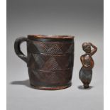 A Kuba cup Democratic Republic of the Congo with carved linear triangular banded decoration, with