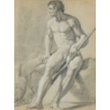 Attributed to Thomas Burgess (1721-1791) Study of a male nude Charcoal heightened with white 27.2