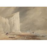 Edward Duncan RWS (1803-1882) Recovering the wreck Signed and dated 1838 Watercolour and pencil,