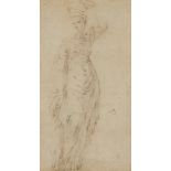 Circle of Parmigianino Study of a standing female figure Inscribed 12 Pen and brown ink within