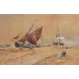 Thomas Bush Hardy RBA (1842-1897) Lowestoft: Smacks Bringing in a Disabled Barque Signed, dated