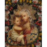 Cuzco School The Madonna and Child surrounded by a garland of fruit and flowers Oil on canvas 56.1 x