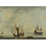 Circle of Willem van de Velde II Dutch ships in calm waters Traces of a signature Oil on panel 34.