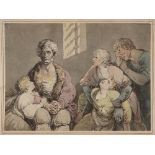 Thomas Rowlandson (1756-1827) Count Ugolino and his children in the dungeon Signed Watercolour and