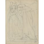 Follower of Dante Gabriel Rossetti Dante and Beatrice Bears a monogram Pencil 12.8 x 9.8cm; 5 x 3¾in