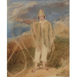 Robert Thomas Stothard (Early 19th Century) Portrait of William Bollaert in Chilean dress Signed and