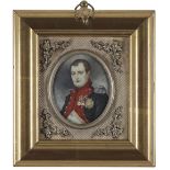 λEnglish School 19th Century Portrait miniature of Napoleon Bonaparte in uniform; Portrait miniature