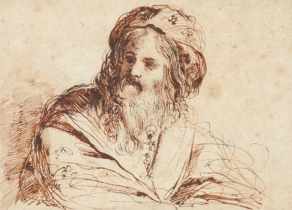 Italian School 17th Century Study of a bearded man in a turban Pen and brown ink 15 x 20.3cm; 6 x