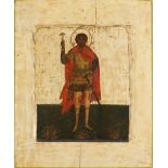 Russian School Icon of St. Alexander Nevsky Tempera on panel 31.7 x 26.7cm; 12½ x 10½in Believed