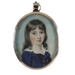 λEdward Burch (1730-1814) Portrait miniature of a boy in a blue jacket Oval, in gilt metal frame and